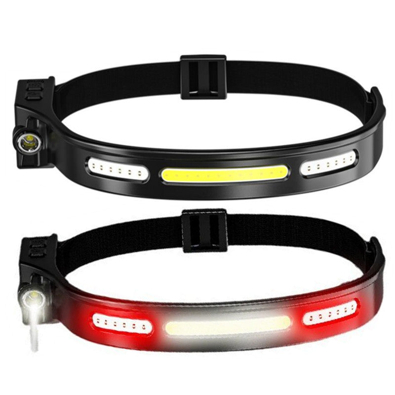 Rechargeable COB Inspection Headlamp – Hands-Free 230° Wide Beam, White Red Light 5 Lighting Modes, USB Rechargeable Torch