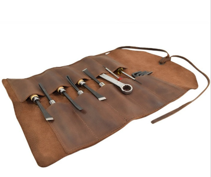 Heavy-Duty Handmade Leather Tool Roll Organizer