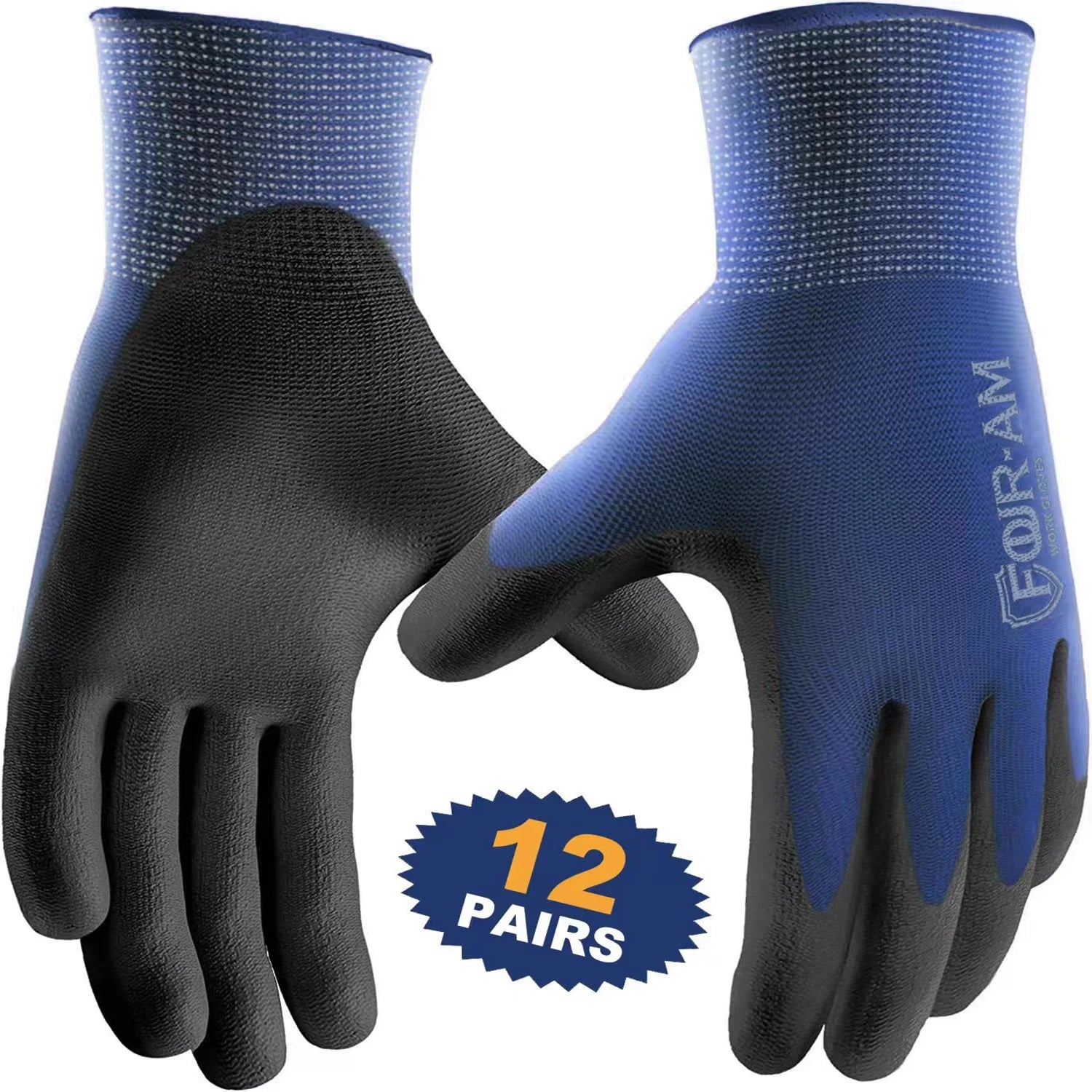 GearForge ProGrip™ Ultra-Thin PU Work Gloves – 12-Pair Pack | Precision Grip, Oil-Resistant, Nylon Shell