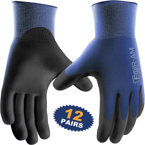 GearForge ProGrip™ Ultra-Thin PU Work Gloves – 12-Pair Pack | Precision Grip, Oil-Resistant, Nylon Shell