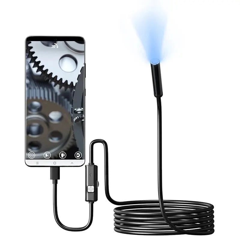 GearForge™ 7mm USB-C Endoscope Camera – IP67 Waterproof Borescope with 6 Adjustable LEDs for Android & PC