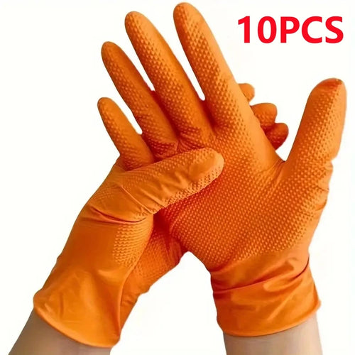 🧤 GearForge ProShield™ 8Mil Orange Nitrile Gloves – Heavy-Duty Industrial Disposable Gloves (Diamond Grip | Mechanic Grade)