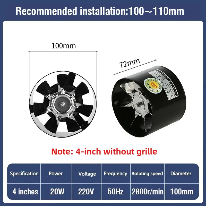 🔥 GearForge™ DUTRIEUX High-Performance Duct Booster Vent Fan – 95mm, 220V, 20W – Low-Noise Airflow Enhancer