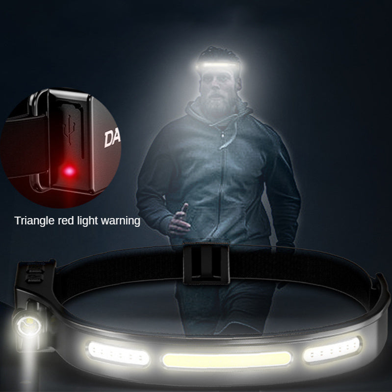 Rechargeable COB Inspection Headlamp – Hands-Free 230° Wide Beam, White Red Light 5 Lighting Modes, USB Rechargeable Torch